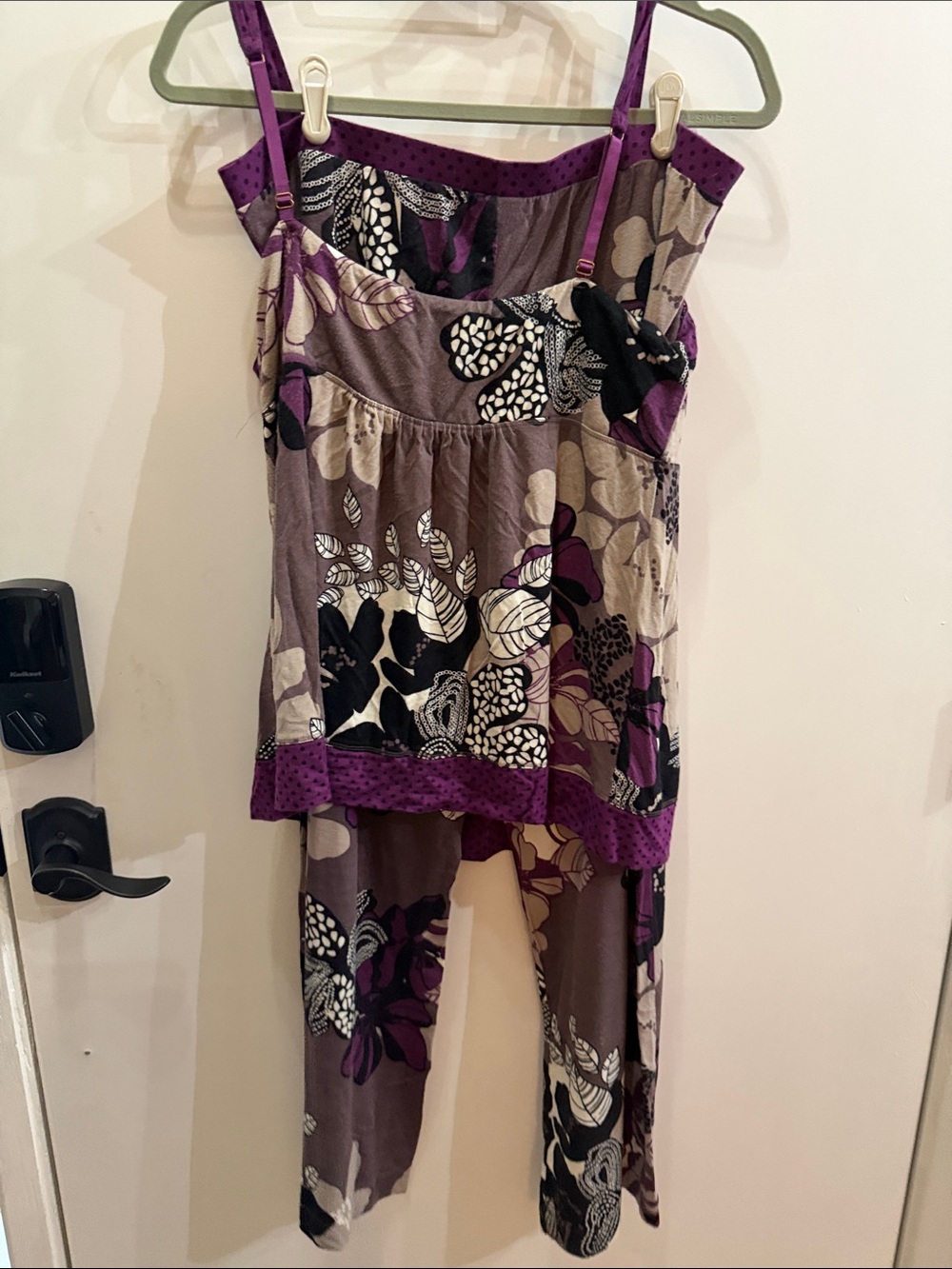 Soma Purple Taupe Floral Camisole & Pants Pajama Set - Picture 4 of 4